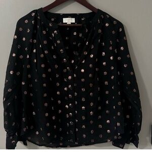 LOFT Black and Copper Polka Dot Tunic